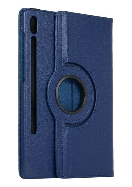 Samsung Galaxy Tab S7 Plus (T970) Kılıf Dönebilen Standlı Kapaklı Kılıf + Nano Ekran Koruyucu Lacivert