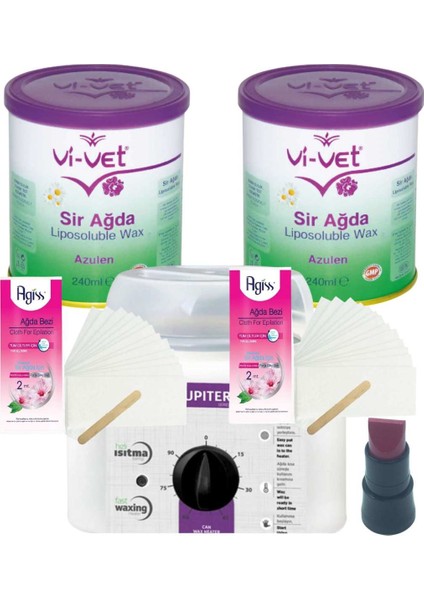 Azulen Konserve Sir Ağda Seti 2'li 240ML - Profesyonel Depirol Ağda Isıtıcı Makinesi 6 Parça