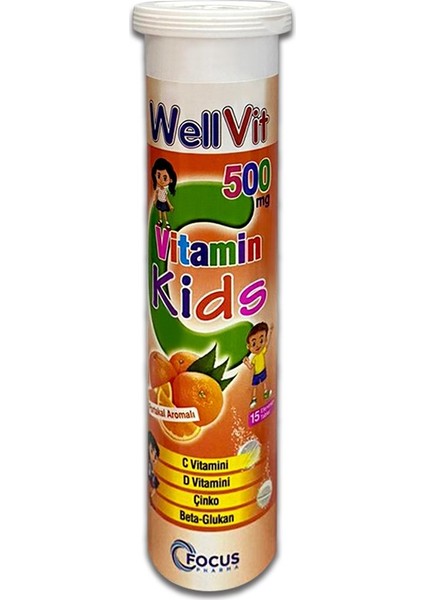 Vitamin Kids 500MG 15 Efervesan Tablet