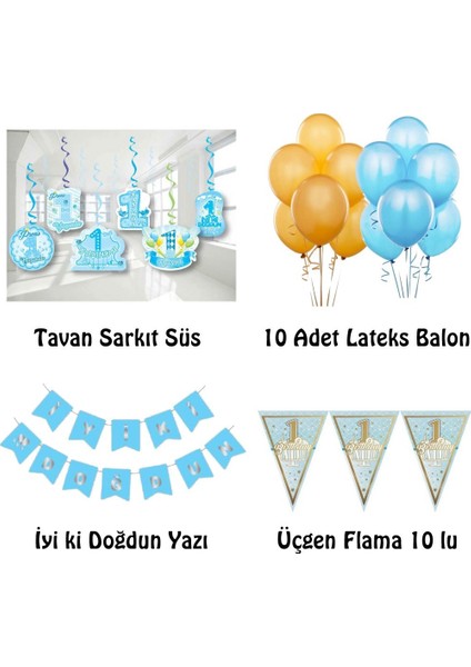 1 Yaş Mavi-Gold Doğum Günü Süsleme Seti fiyatları