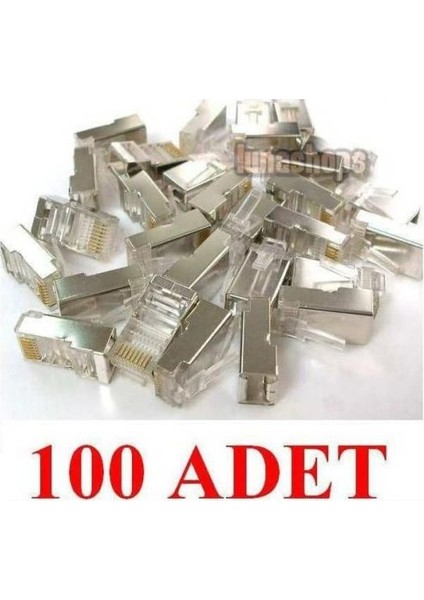 Rj 45 Metal Jak Konnektör 8P8C 100 Adet RJ45