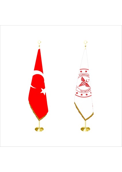 Sağlık Bakanlığı Logolu Makam Bayrağı ve Türk Bayrağı Takım