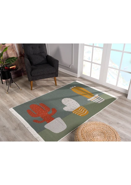 Caretta Home Kaktüs Desenli 80 x 120 cm Dokuma Kilim