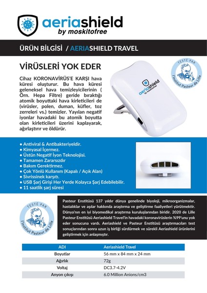 Aeriashield Travel Hava Temizleme Cihazı