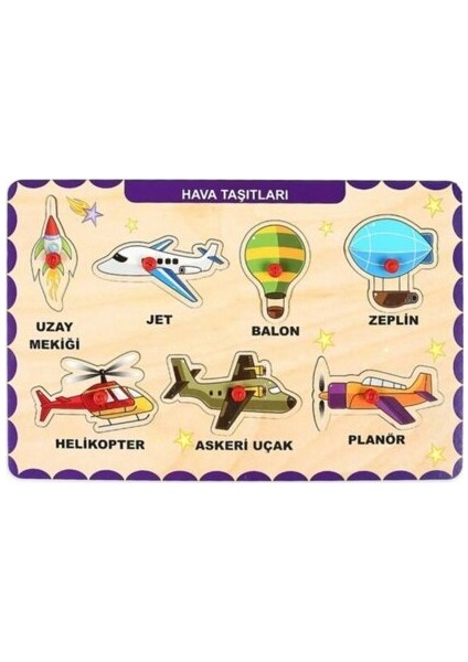 Ahşap Tutmalı Eğitici Yapboz Bultak Puzzle Hava Taşıtları