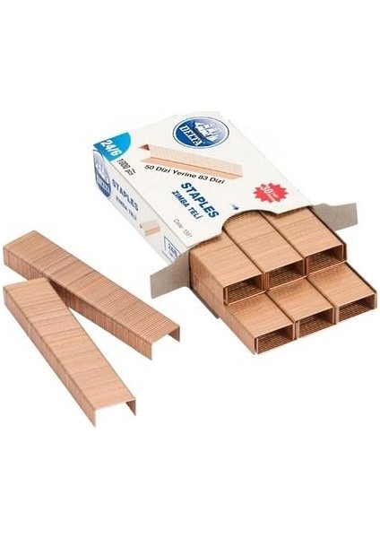 Zımba Teli 24/6 5 Kutu 5000'li Kahverengi Renkli Sarf Malzeme Seti