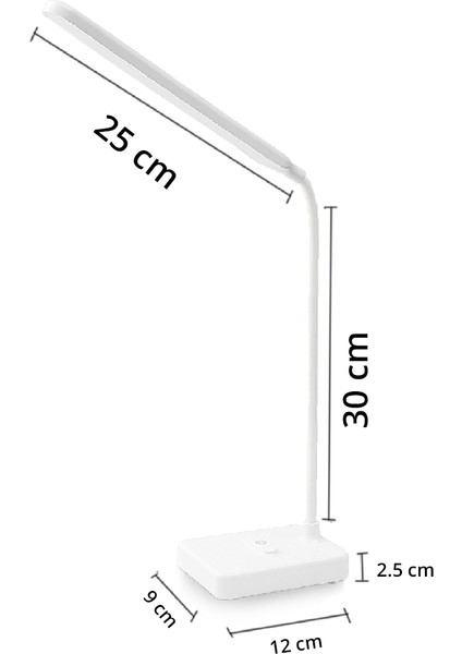 Şarjlı Dokunmatik 30 Ledli Okuma ve Çalışma Işığı Masa Lambası 3 Renk Tonu