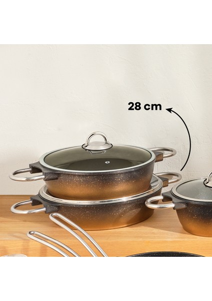 Kuvars 28 cm Siyah Gold Karnıyarık Tenceresi fırsatları