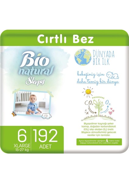 Bio Natural Bebek Bezi 6 Numara Xlarge 192'LI