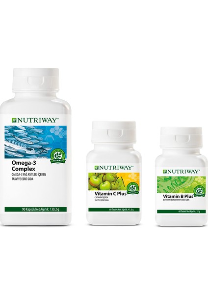 Nutrıway-1x Omega-3 Complex, 1x Vitamin C Plus, 1x Vitamin B Plus