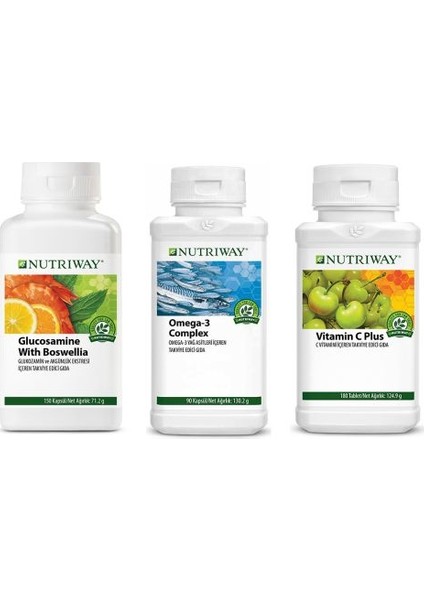 Nutrıway™ - 1 Adet Glucosamine With Boswellia, 1 Adet Omega 3 Complex, 1 Adet Vitamin C Plus