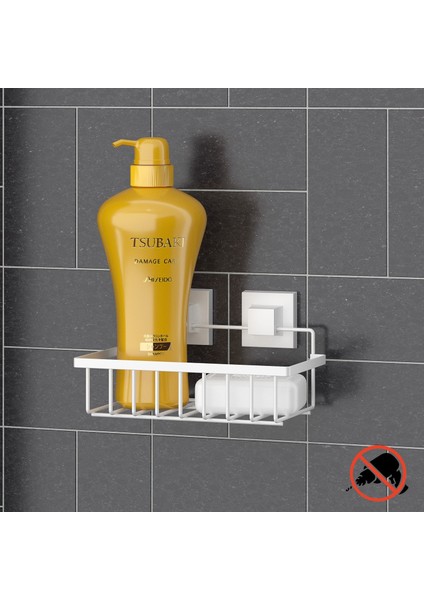 Teknotel Delme Vida Matkap Yok Yapıskanlı Tek Katlı Banyo Rafı Beyaz EF241