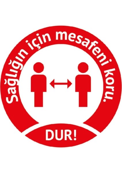 Sosyal Mesafe Stickeri - Güvenli Alan Zemin Etiketi - Sağlığın Için Mesafeni Koru!