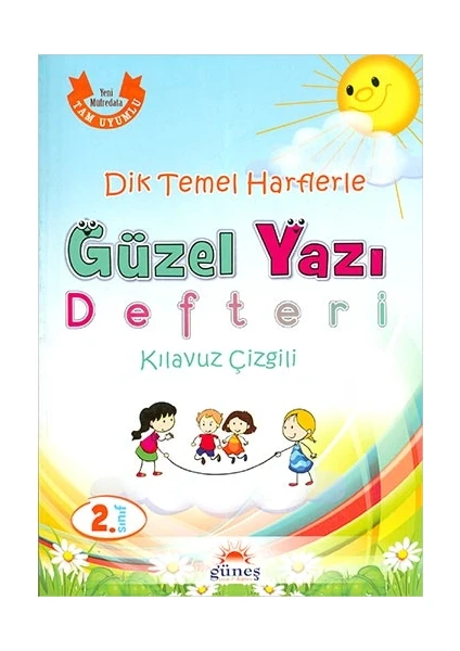 Güneş Yayın Dağıtım 2.sınıf Kılavuz Çizgili Dik Temel Harflerle Güzel Yazı Defteri 50 x 50