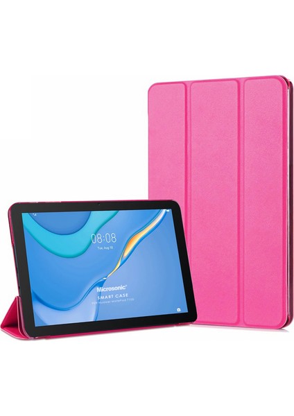 Huawei Matepad T10S Kılıf Slim Translucent Back Smart Cover Pembe