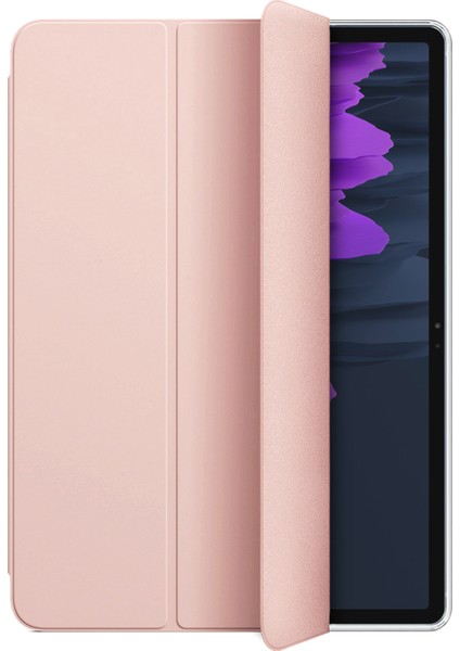 Samsung Galaxy Tab S7 Plus T970 Kılıf Slim Translucent Back Smart Cover Rose Gold