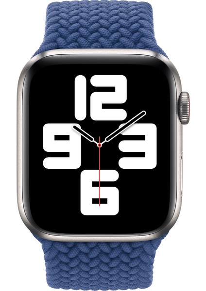 Apple Watch Uyumlu Series 4 44 mm Kordon, (Medium Size, 147 mm) Braided Solo Loop Band Mavi