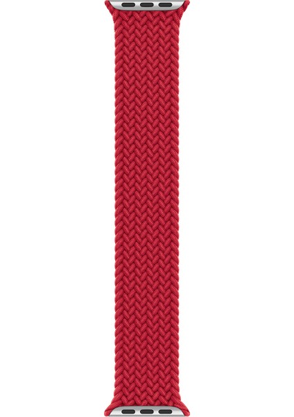 Apple Watch Uyumlu Series 5 44 mm Kordon, (Large Size, 160 mm) Braided Solo Loop Band Kırmızı