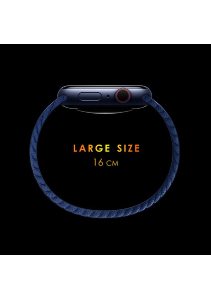 Apple Watch Uyumlu Series 5 44 mm Kordon, (Large Size, 160 mm) Braided Solo Loop Band Kırmızı