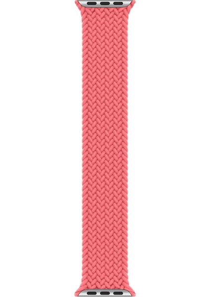 Apple Watch Uyumlu Series 6 40 mm Kordon, (Small Size, 127 mm) Braided Solo Loop Band Pembe