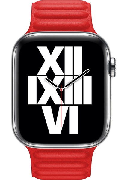 Apple Watch Uyumlu Series 6 44 mm Kordon Leather Link Band Kırmızı