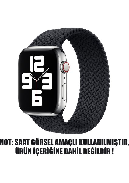 Apple Watch Uyumlu Se 40 mm Kordon, (Small Size, 127 mm) Braided Solo Loop Band Siyah