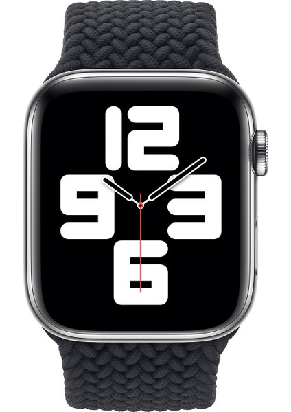 Apple Watch Uyumlu Se 40 mm Kordon, (Small Size, 127 mm) Braided Solo Loop Band Siyah