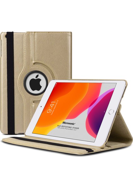 Apple iPad 10.2'' 8. Nesil (A2270-A2428-A2429-A2430) Kılıf 360 Rotating Stand Deri Gold