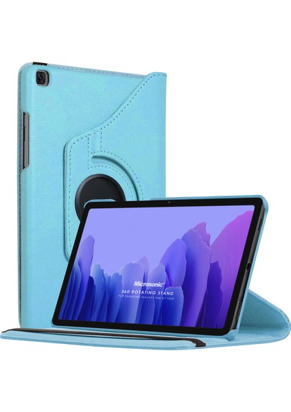 Samsung Galaxy Tab A7 T500 Kılıf 360 Rotating Stand Deri Mavi