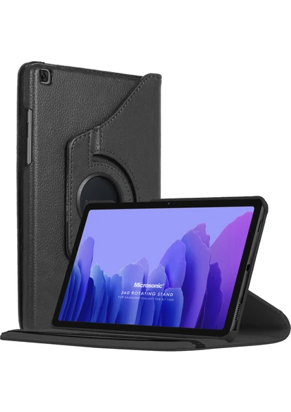 Samsung Galaxy Tab A7 T500 Kılıf 360 Rotating Stand Deri Siyah