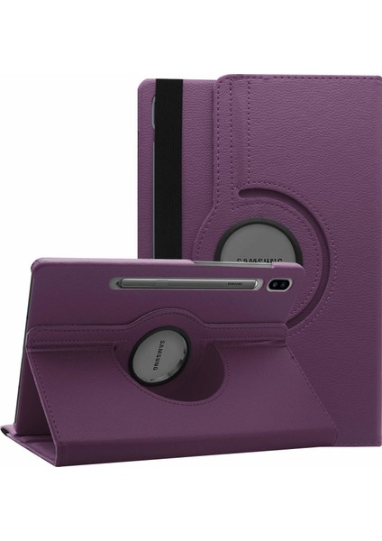 Samsung Galaxy Tab S7 T870 Kılıf 360 Rotating Stand Deri Mor