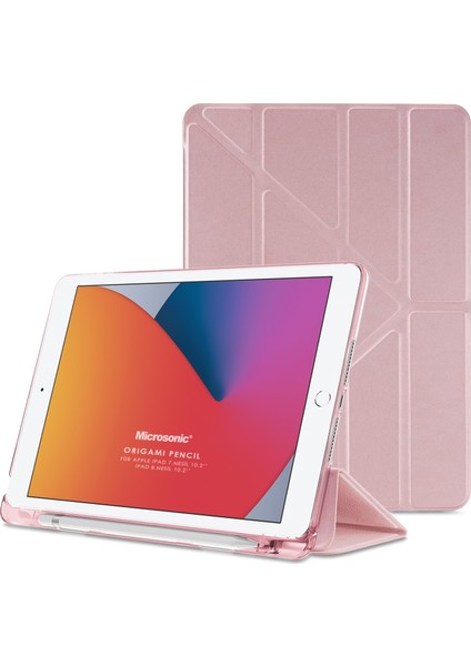 Apple iPad 10.2'' 8. Nesil Kılıf (A2270-A2428-A2429-A2430) Origami Pencil Rose Gold