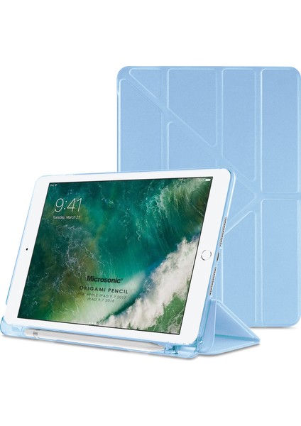 Apple iPad 9.7 2017 Kılıf (A1822-A1823) Origami Pencil Mavi