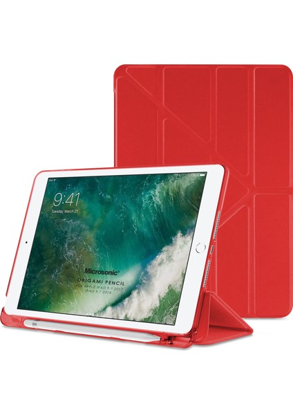 Apple iPad 9.7 2017 Kılıf (A1822-A1823) Origami Pencil Kırmızı