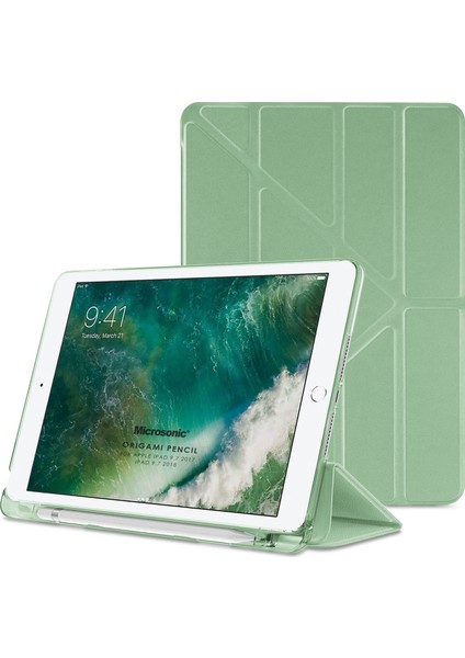 Apple iPad 9.7 2018 Kılıf (A1893-A1954) Origami Pencil Açık Yeşil