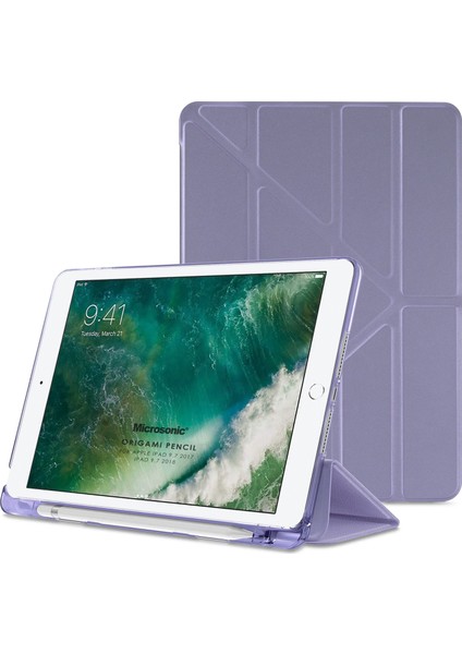 Apple iPad 9.7 2018 Kılıf (A1893-A1954) Origami Pencil Lila