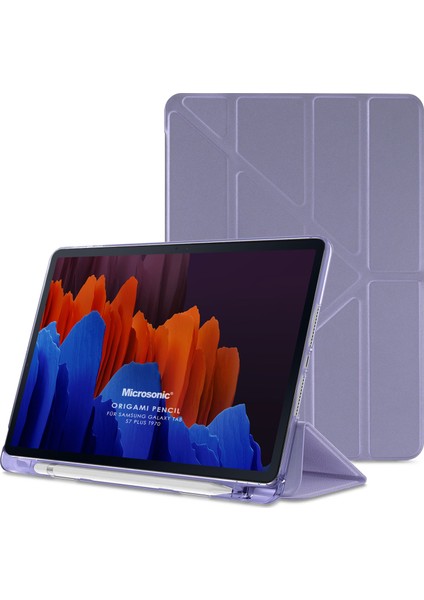 Samsung Galaxy Tab S7 Plus T970 Kılıf Origami Pencil Lila