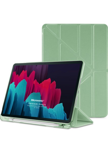 Samsung Galaxy Tab S7 T870 Kılıf Origami Pencil Açık Yeşil