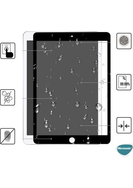 Apple iPad 10.2'' 8. Nesil (A2270-A2428-A2429-A2430) Tam Kaplayan Temperli Cam Ekran Koruyucu Siyah