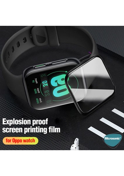 Oppo Watch 46 mm Tam Kaplayan Temperli Cam Full Ekran Koruyucu Siyah modelleri