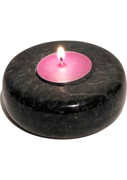 Lux & Marble Lumi - Siyah Mermer Tea-light Mumluk Seti