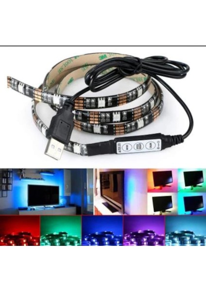 Tv Arkası Rgb Şerit LED Monitör Masa Aydınlatma Usb'li 3m