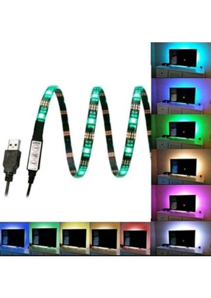 Tv Arkası Rgb Şerit LED Monitör Masa Aydınlatma Usb'li 3m