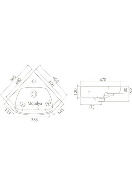 Cerastyle Arda Köşe Lavabo 46 cm 001900U modelleri