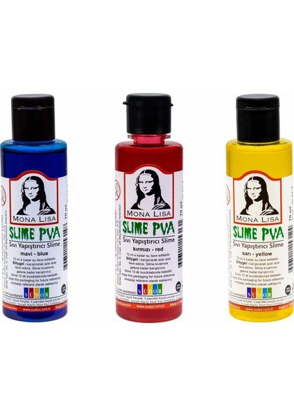 Sıvı Yapıştırıcı Slime Sarı + Mavi + Kırmızı 70 ml