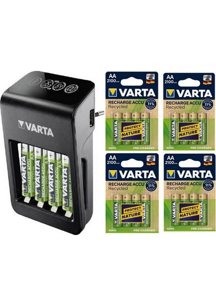 LCD Plug Plus Şarj Cihazı +16X2100 Mah Aa Şarjlı Pil