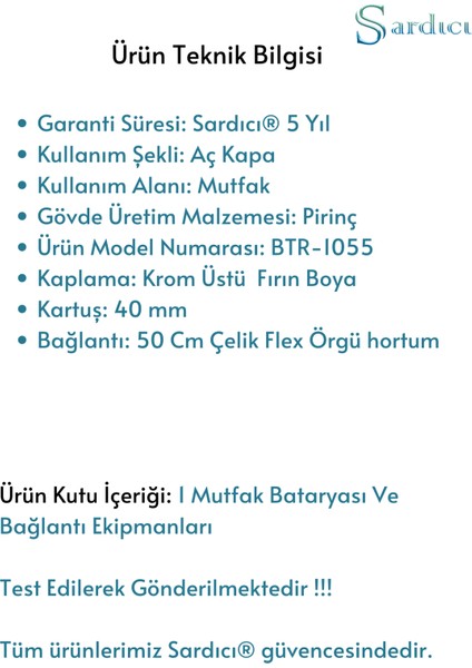 Siyah Mutfak Bataryası Pürüsüz Yüzey Çift Su Giriş Şık Tasarım