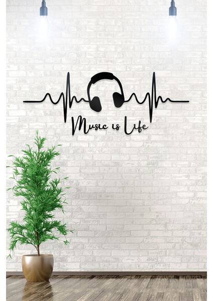Music Is Life Figürlü Dekoratif Ahşap Tablo