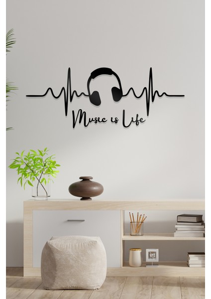 Music Is Life Figürlü Dekoratif Ahşap Tablo