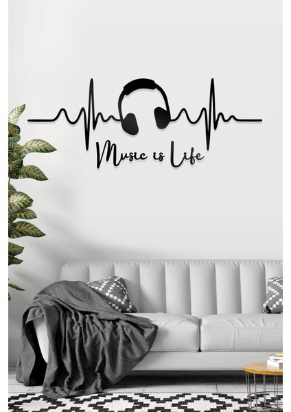 Music Is Life Figürlü Dekoratif Ahşap Tablo